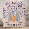 Cortină de Duș Boho Ghepard, Cortină de Baie Tropicală Leopard Faună Sălbatică, Cortină de Baie Modernă Estetică Roz Fază Lunară Albastru Floral