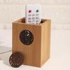 Wooden Square Pen Holder Stand with Exclusive Walnut Finish School Supplies for Office Use-Desktop Pencil Storage Box