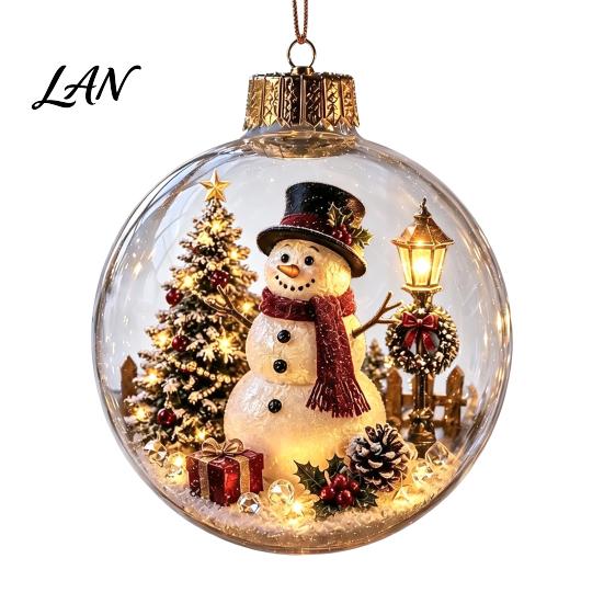 Clear Acrylic Ornaments Christmas Ball Ornaments, Hanging Decoration with Gingerbread House Small Gifts Reindeer Santa Tree Inside for Holiday