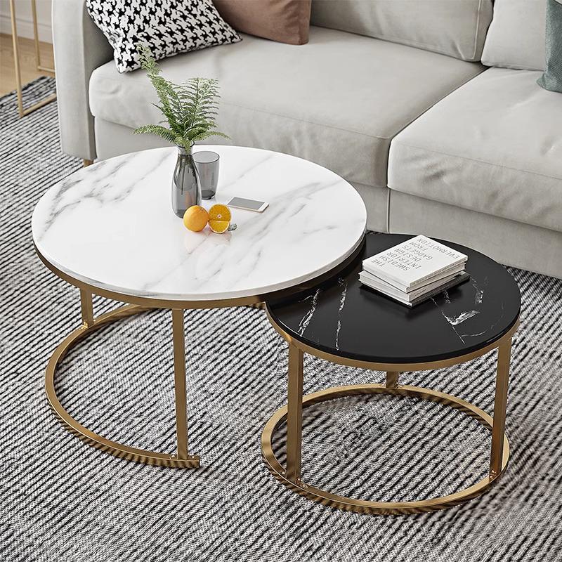 Round Coffee Table for Living Room, Sofa Side Table, Small Apartment or Balcony, Modern Light Luxury Tea Table.