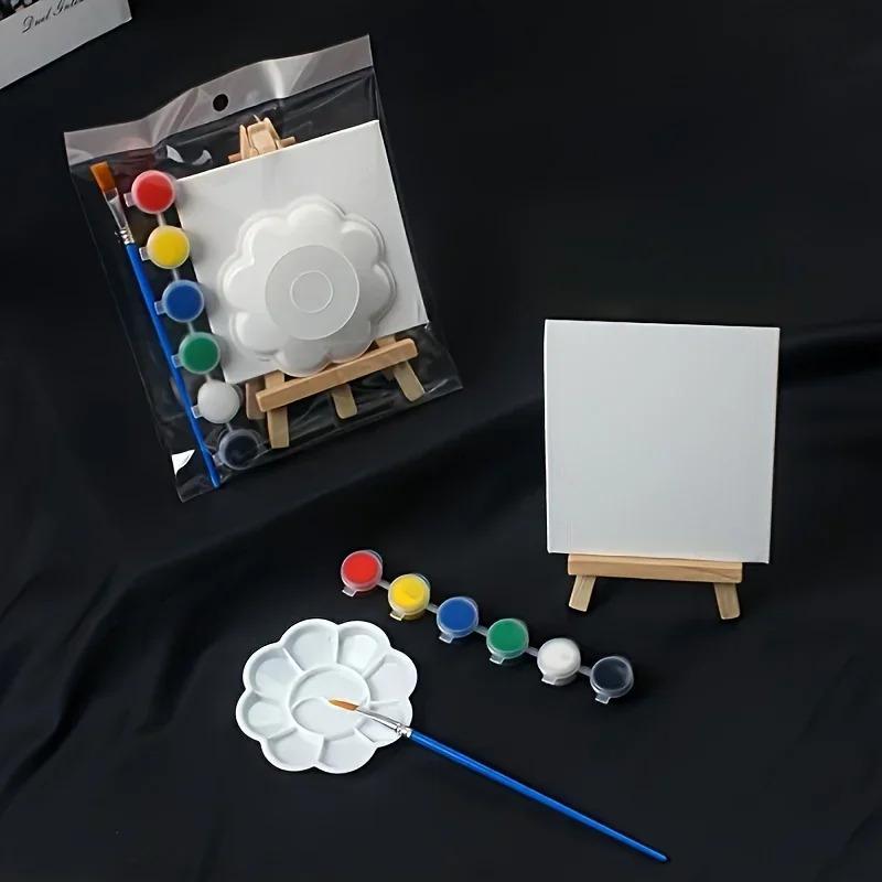1/2/3pcs DIY Painting Set - Wooden Easel Frame, Acrylic Paints, Brushes & Blank Canvas Panel, Ideal for Oil & Acrylic Painting