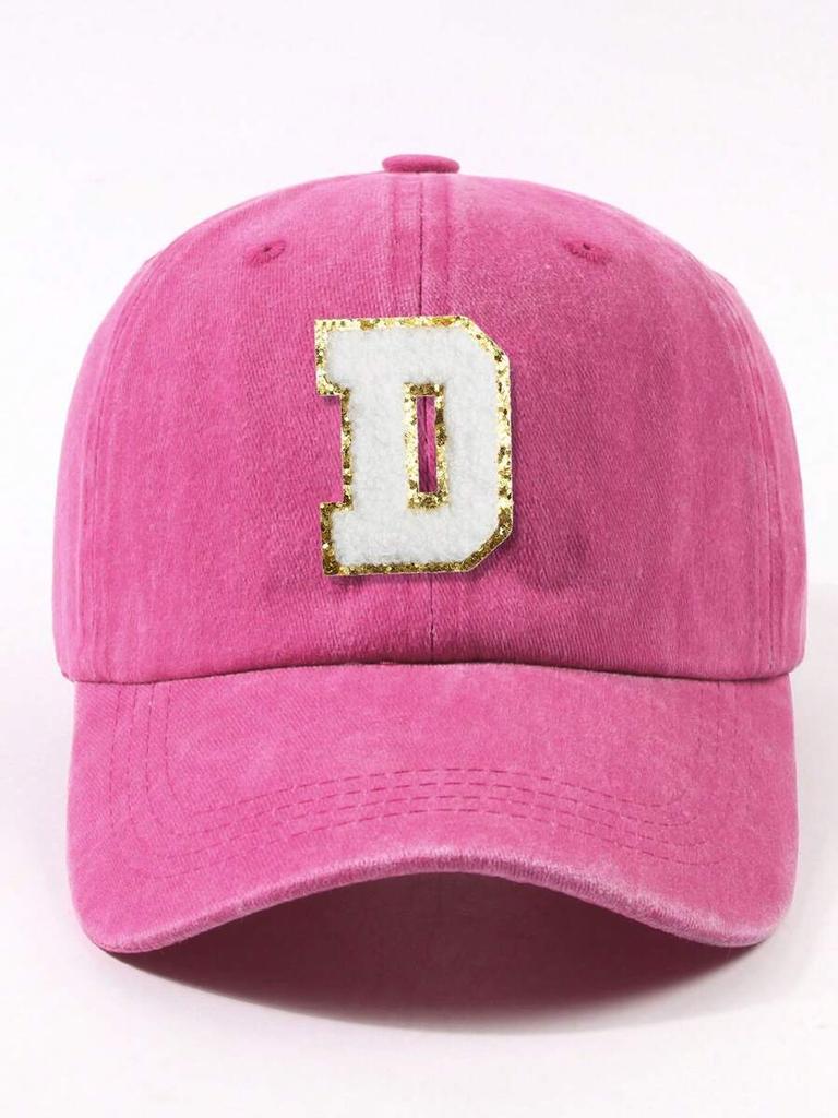 Fuchsia Pink Letter E Patch Casual Dad Hat Adjustable Unisex Outdoor Sun Visor Cap