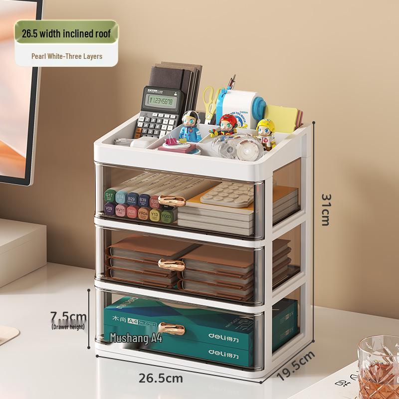Transparent Multi-Layer Drawer Organizer for Office Desk Supplies