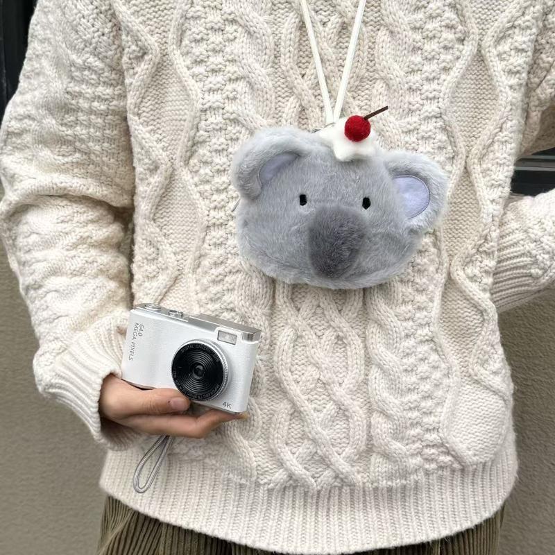Cute Plush Snowman Coin Purse Cartoon Mini Wallet Zippered Small Money Bag Portable Key Card Storage Pouch for Kids Girls
