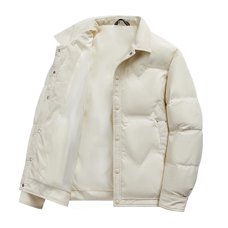 

Winter men s down jackets, lapels, outdoor workwear, fashionable and versatile tops, solid color casual youth men s coats 4XL