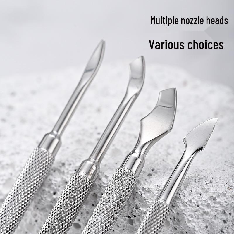 Thin Stainless Steel Nail Art Cuticle Pusher and Burr Remover