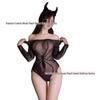 Seductive Halloween Witch Bodysuit with Long Sleeves and Sparkling Details