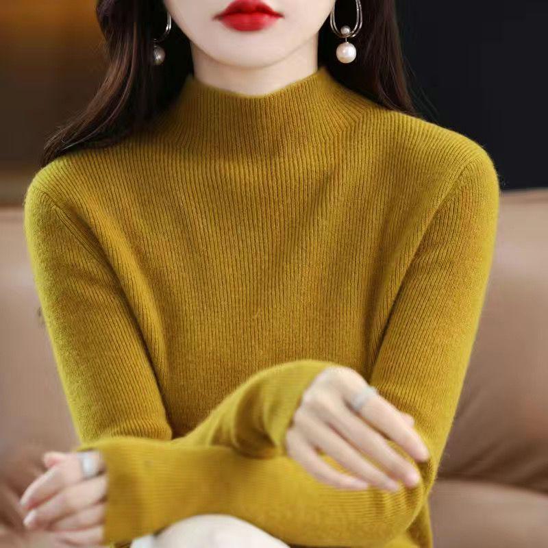 2024 Women's Half-Turtleneck Slim Fit Knitted Sweater - Autumn/Winter Wear