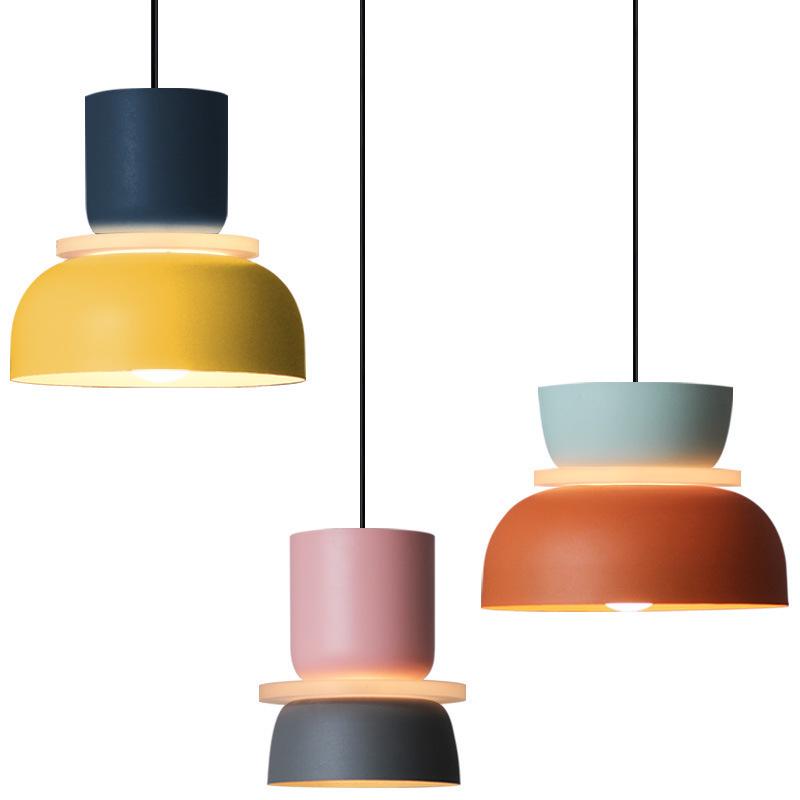 Nordic Macaron Halo Pendant Lamp - Modern Warm Lighting for Restaurants, Bars, and Bedrooms