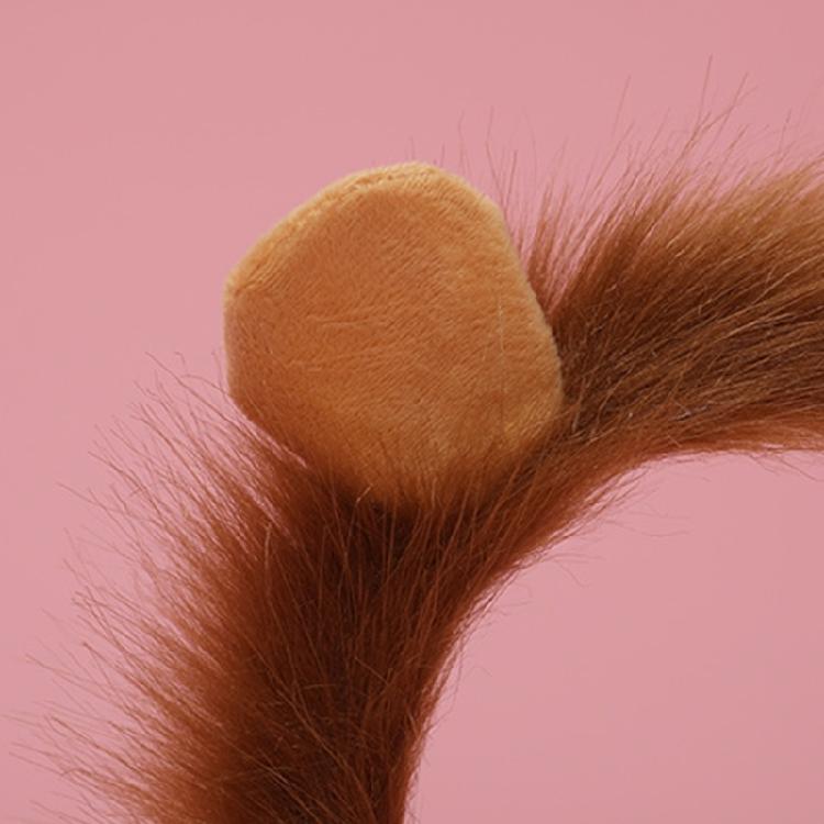 Plush Animal Lion Ears Headdress Lolita Headwear Long Tail Furry Hair Hoop