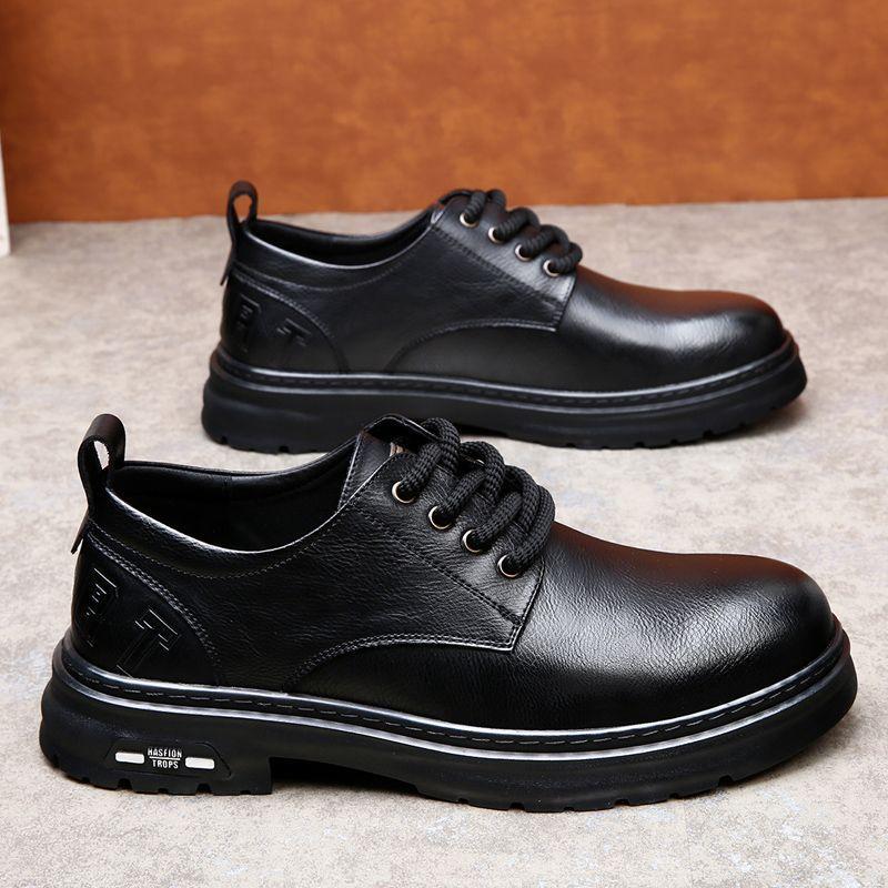 Leather Shoes Men's Soft-soled Non-slip Outdoor Casual Leather Shoes Men's Retro Breathable Versatile British Shoes Single Shoes
