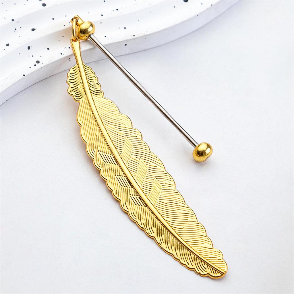 Koralikowe Zakładki Piórkowe Metalowy Uchwyt na Stronę Książki z Zawieszką Piórkową Prezent do Czytania dla Miłośnika Książek Czytelnika