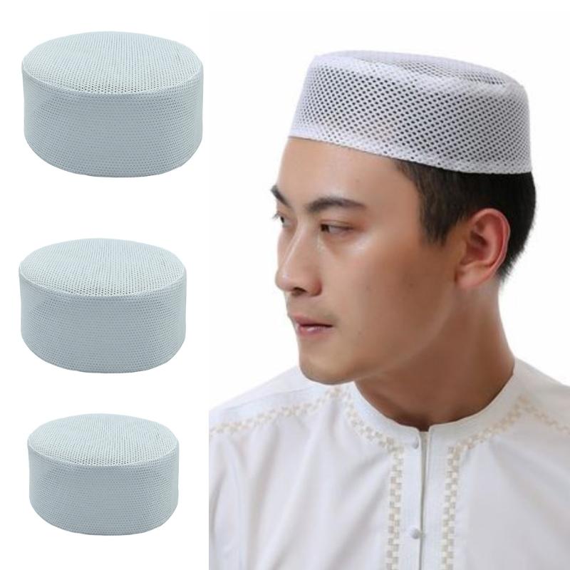 Namaz Muslims Men Prayer Hat White Islamic Headwear Islamic Beanie Cap