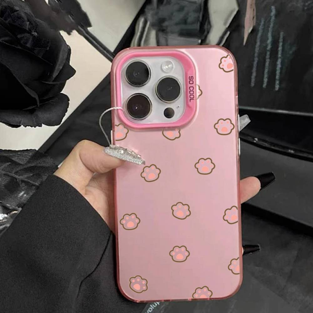 Cute Bear With Cat Paws  Phone Case For IPhone 16 17 15 14 12 13 Pro Max white Color Shockproof Cover