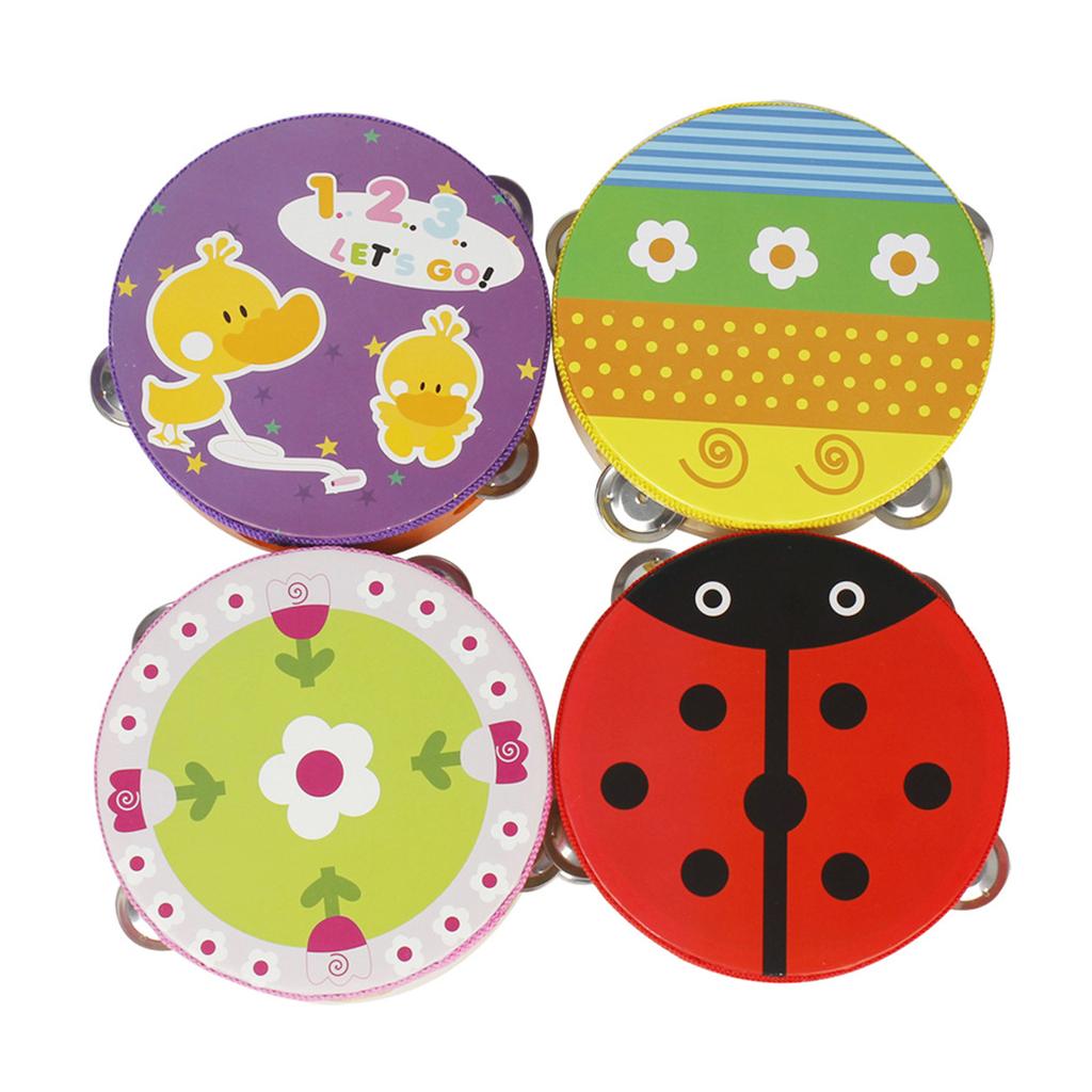 6inch Cartoon Hand Drum Bell Tambourine For Kid Toddlers Mini Musical Percussion Instrument Kid Gifts High-Quality