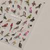 Magpie Branch Bird Peach Blossom Pink Flowers Petal Charming Blue Butterfly 5D Nail Art Sticker Soft Adhesive Manicure Decal DIY