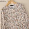 ZANZEA Damen Lässig Rundhals Locker Langarm Blumenmuster Kleid