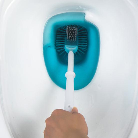 Long Handle Toilet Brush with Anti-Slip Grip, Silicone Bristles Curved Double Head Cleaning Brush for Deep Cleaning Stain