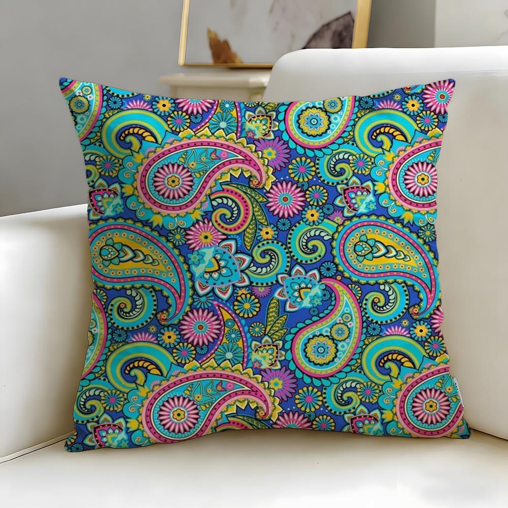 Trendy Ppaisleyed Cushion Cover Soft EasyWash Pillow Case Versatile for Couch Bed Travel and Office