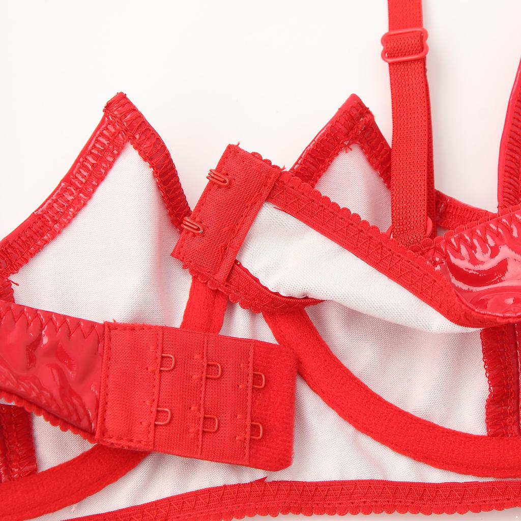 Dame V-Notch bøyle BH Push Up Justerbare Spaghetti stropper Bralette Bh i patentskinn