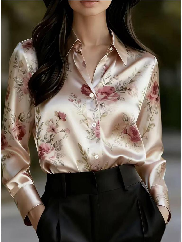 European & American Women's Floral Retro Long Sleeve French Shirt 2026 Design