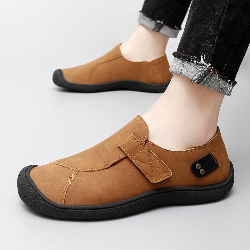 Nye Håndlagde Herre Fritidssko Kjøresko Vintage Stil Herre Fottøy for Fotturer Utendørs Loafers Ekte Lær Herre Fritids Gåsko