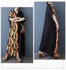 Colorful Patchwork Black Long Dress Vintage Robe