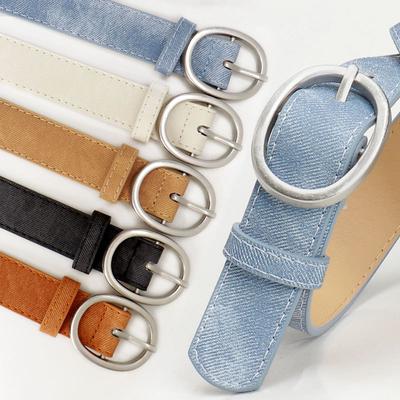Casual Oval Alloy Belt Women'S Jeans Simple Pu Student Decorative Belt Women'S Belt
