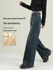 Women's 2025 Wide-Leg Fleece-Lined Jeans: Popular Loose-Fit, Plus Size, Autumn-Winter Style