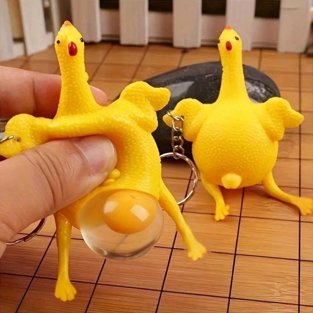 1 Piece Egg-Laying Chicken Keychain - Squeeze Toy For Stress Relief And Funny Gag Gifts, Creative Prank Toy