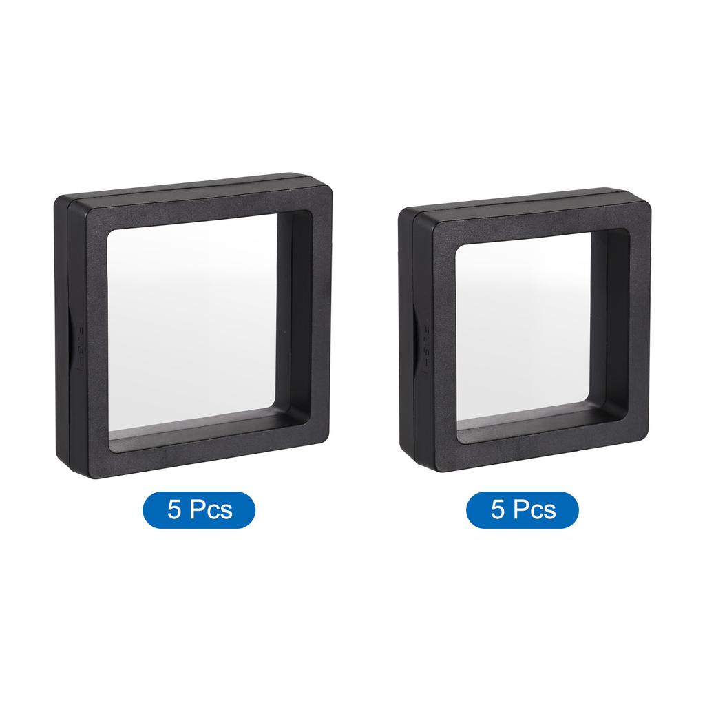 Floating Thin Film Display Box, ABS Frame Display Case Holder 5cm X 5cm X 2cm 7cm X 7cm X 2cm Black for Ring Pack of 10