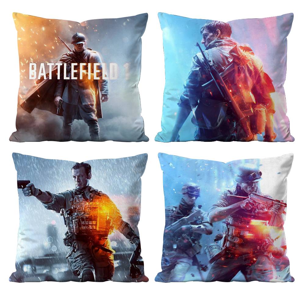 Hot Cool Games B-Battlefield Pillow Case Anti-dustmite Pillowcase Invisible Zipper Silky Short Plush Sofa Cushion Cover