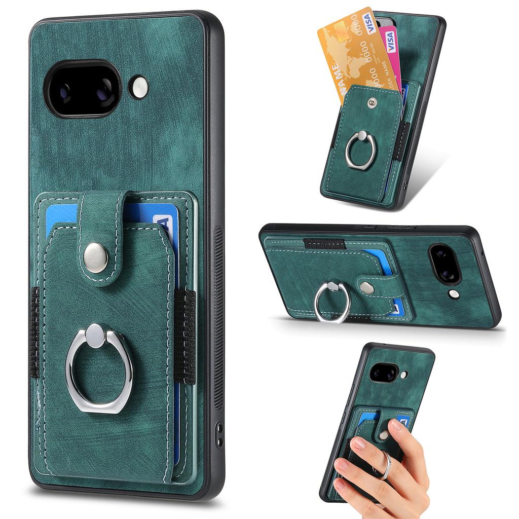For Google Pixel 9a Phone Case Leather Back Cover with Card Slots Kickstand