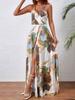 Tropical Print High Slit Strap Dress - European & American Style