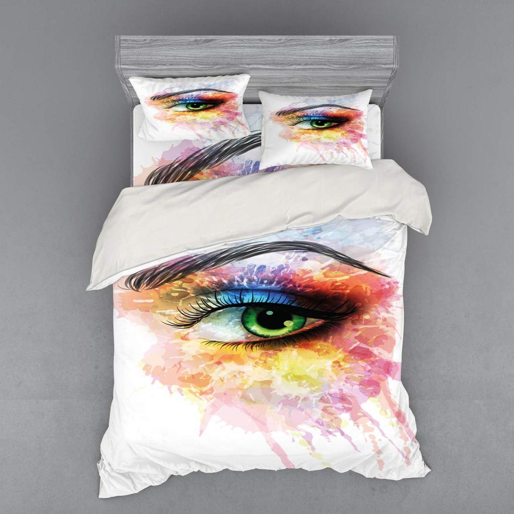 Eye Duvet Cover Set For Teens Adults Quilt Covers Queen King Size Lightweight Down With 2 Pillowcases 1 Duvet Cover No Comforter