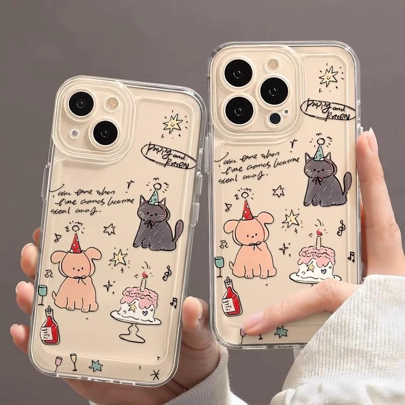 Applicable To iPhone11plus Mobile Phone Case New Simple 11 Transparent Soft Case Ins Apple 11/11 Animal Party