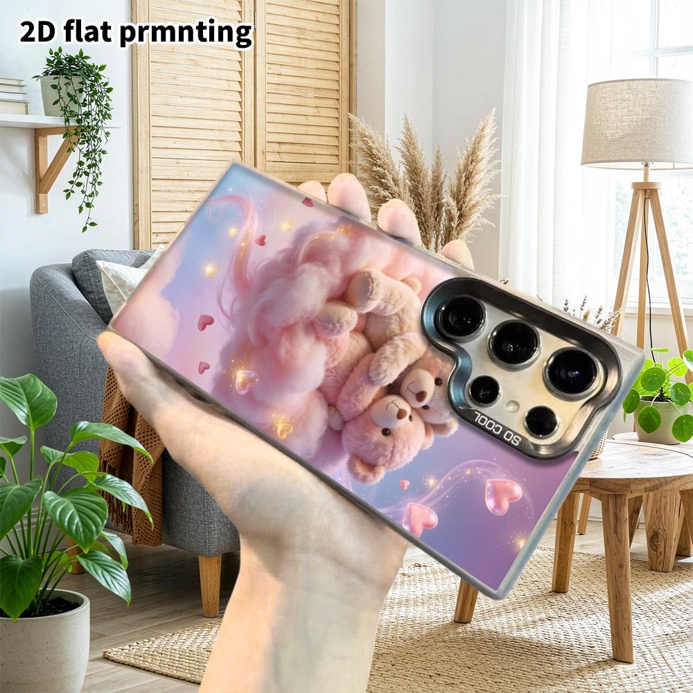 Phone Case: 2D flat Samsung Galaxy A34 A35 M05 M06 S20 S22 S21 FE Plus 5G protective case, couple style, hugging cloud bears, Christmas and Halloween 
