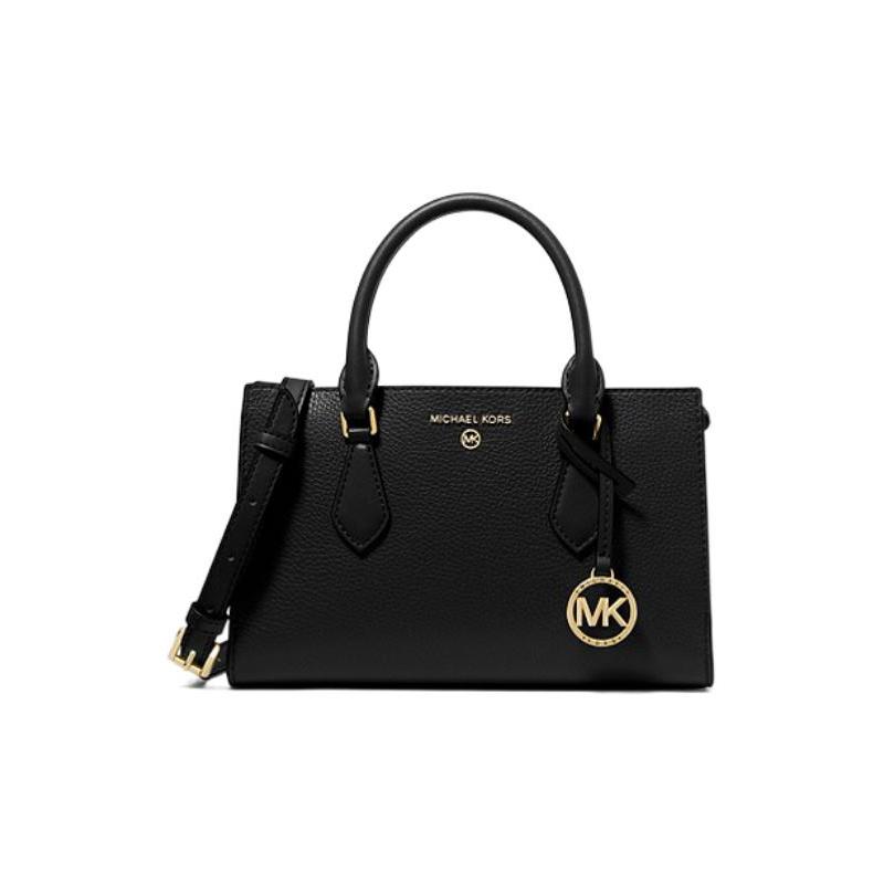 MICHAEL KORS Valerie 24 gold letter logo storage pebbled leather handbag small women s black чёрный