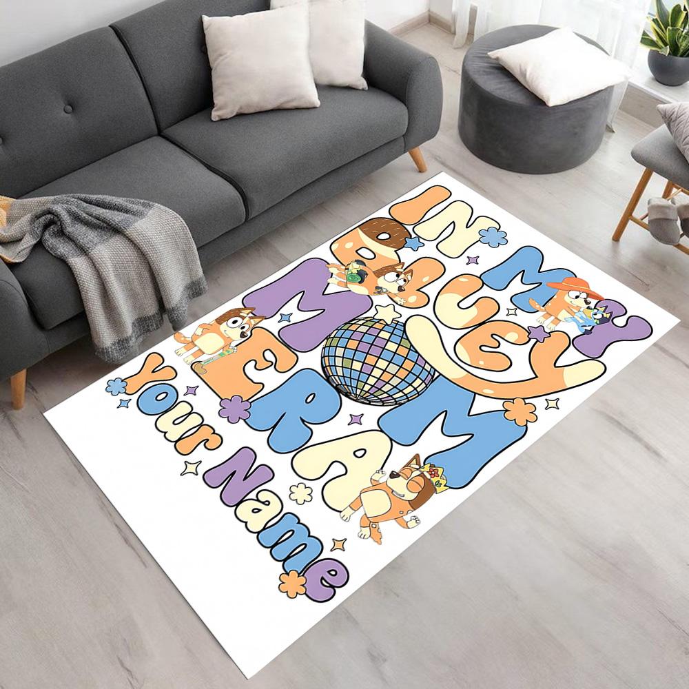 Bluey Personalized Text Carpet Perfect for Dormitory Outdoor Living Rooms Game Room Anti-slip Rug Office Home Decor