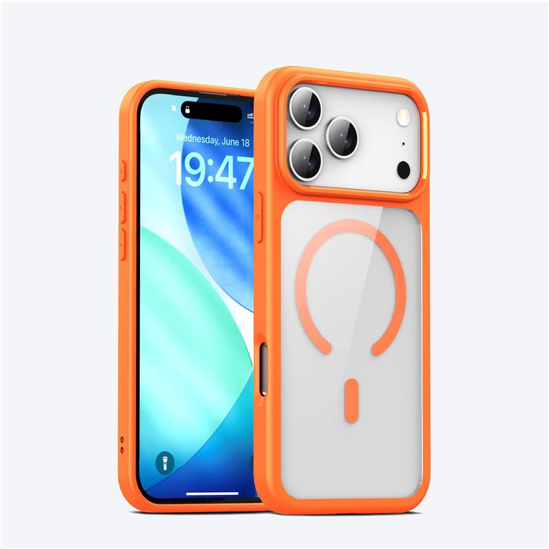 

Candy Color Bumper for Magsafe Case for iPhone 17 17Air 17Pro Max Transparent Magnetic Wireless Charging Shockproof Hard Cover iPhone 16 помаранчевий
