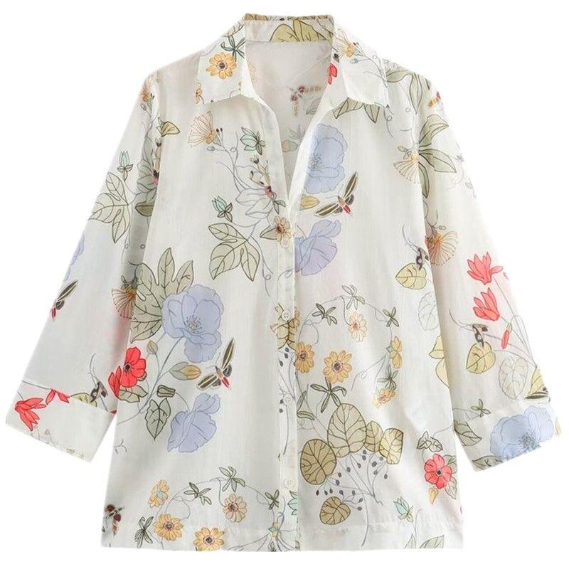 

Fashion Style 2024 Summer New Arrival Women s Clothing Loose Easiest for Match Long Sleeves Lapel Casual Print Shirt 7913162 Figure Color L