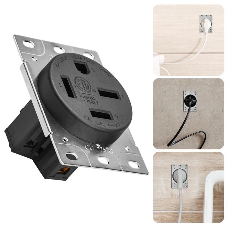 Powerful ED1560DF 60Amp NEMA 15-60R Outlet Industrial Socket Gold Plated Connectors Commercial Receptacle
