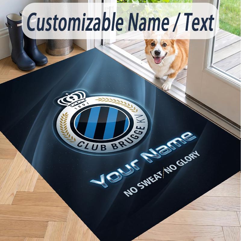Custom Text Printed Rug Club Brugge FC Non Slip Floor Carpet For Home Room Decor