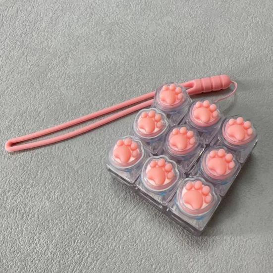 Cat Paw Fidget Keyboard Relief 9-Keys Clicker Keychain Office Keyboard Finger Toy Stress School Travel Decompression