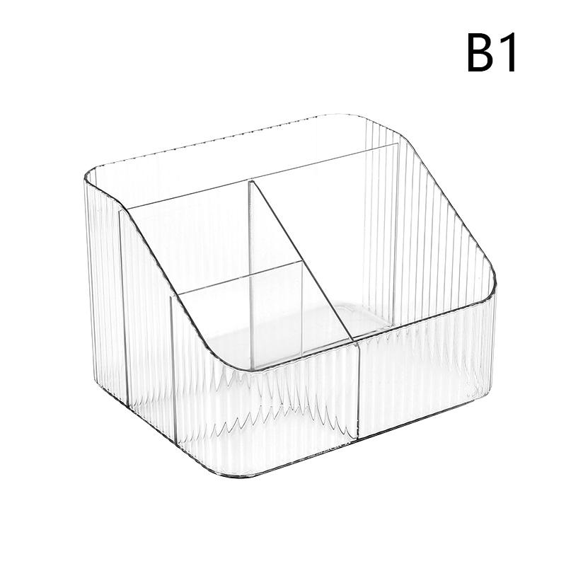Desktop Five Grid Storage Box, Transparent Trapezoidal Acrylic Dressing Table, Household Lipstick And Cosmetics Sorting Box