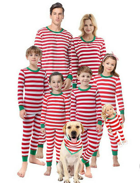 European & American Christmas Family Pajama Set - Print Top, Long Sleeve, Long Pants