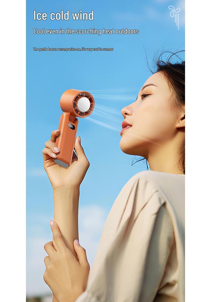 USB Portable High-Speed Handheld Fan with Digital Display and Back Clip