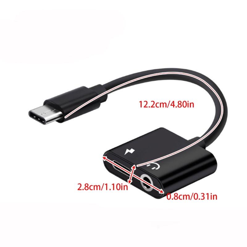Type-C to 3.5mm Headphone Adapter Type C Adapter Aux Audio Adapter cable 5V Output Voltage Type-C Adapter Fireproof TPE