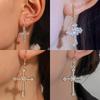 Gothic Rhinestone Cross Dangle Earrings for Women - European and American Style
