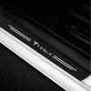 Car Sticker Tesla Car Imitation Carbon Fiber Leather Door Sill Logo Sticker for Tesla Model 3 Y S X Roadster Cybertruck Juguete